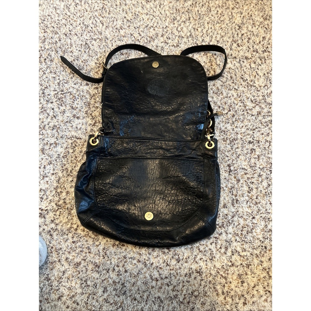 Vintage Michael Kors Leather Crossbody Bag Black Large Pockets Adjusting Strap - Picture 3 of 13